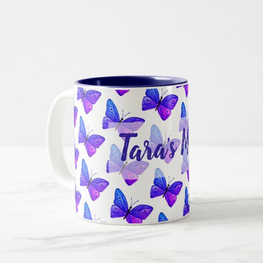 Personalisierte Schmetterlinge Zwei-Ton Tasse (Vorderseite Links)
