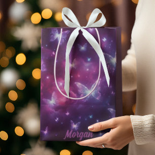 Personalisierte Schmetterlings-Fantasie-Kunst Mittlere Geschenktüte