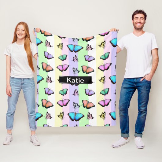 Personalisierte Schmetterlings-Fleece Fleecedecke (Beispiel)