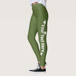 Personalisierte Schmetterlings-Name in Olivgrün Leggings