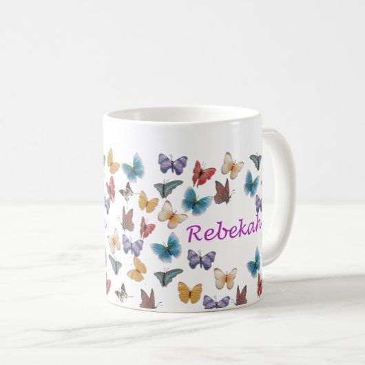 Personalisierte Schmetterlings-Tasse - Rebekah Kaffeetasse (VorderseiteRechts)