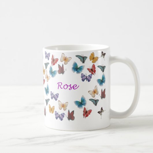 Personalisierte Schmetterlings-Tasse - Rose Kaffeetasse (Rechts)