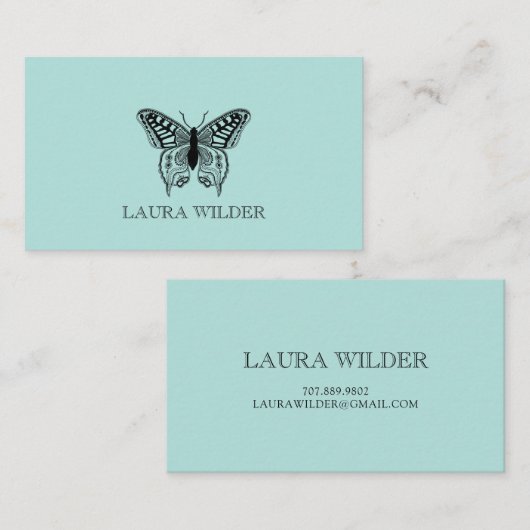 Personalisierte Schmetterlingsdarstellung auf blau Visitenkarte (Vorne/Hinten)