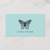 Personalisierte Schmetterlingsdarstellung auf blau Visitenkarte (Vorderseite)