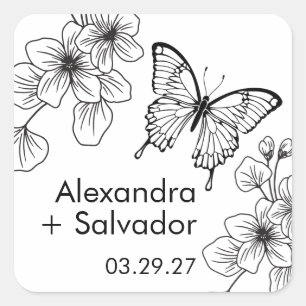 Personalisierte Schmetterlingsgarten-Sticker als G Quadratischer Aufkleber