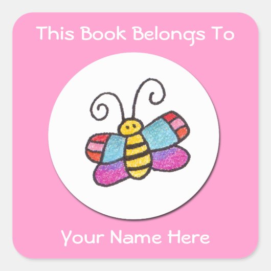 Personalisierte Schmetterlingsklemme Quadratischer Aufkleber (Vorderseite)