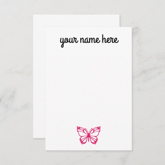 Personalisierte Schmetterlingsnotecards für Mädche Dankeskarte (Vorne/Hinten)