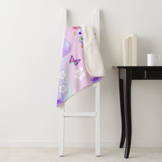 Personalisierte, Schmetterlingswurzel für Mädchen Sherpadecke (Beispiel)