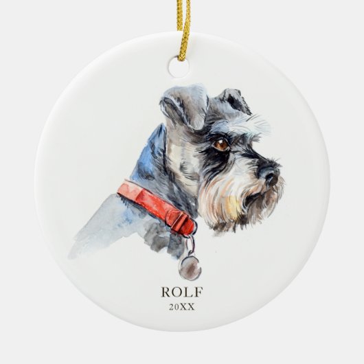 Personalisierte Schnauzer Illustration Dog Pet Cus Keramik Ornament (Vorne)