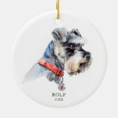 Personalisierte Schnauzer Illustration Dog Pet Cus Keramik Ornament (Hinten)