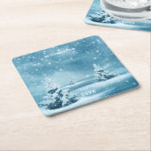 Personalisierte Schnee-Winter-Blues Rechteckiger Pappuntersetzer (angewinkelt)