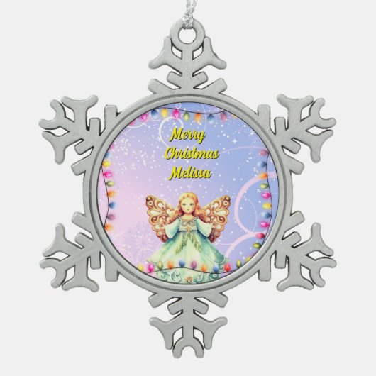 Personalisierte Schneeflocke Gerahmte Ornamente (Vorderseite)