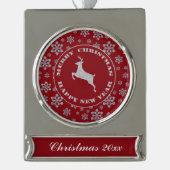 Personalisierte Schneeflocke Reindee Keepake Weihn Banner-Ornament Silber (Vorderseite)