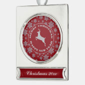 Personalisierte Schneeflocke Reindee Keepake Weihn Banner-Ornament Silber (Links)