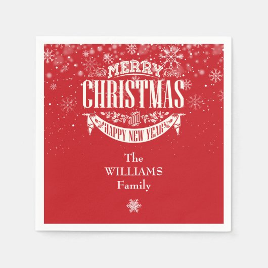 Personalisierte Schneeflocken Frohe Weihnachten Serviette (Vorderseite)