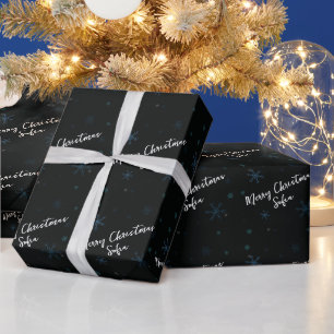 Personalisierte Schneeflocken Frohe Weihnachtsname Geschenkpapier