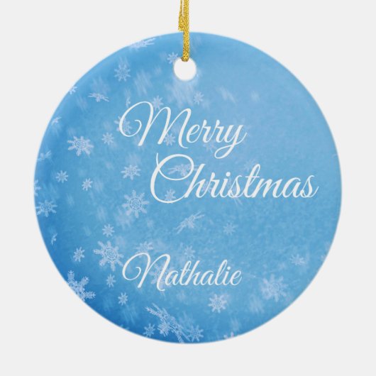 Personalisierte Schneeflocken Keramik Ornament (Hinten)