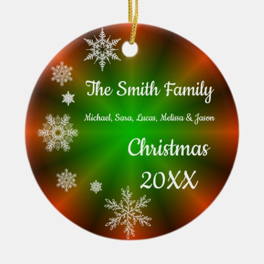 Personalisierte Schneeflocken Keramik Ornament (Vorne)