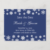 Personalisierte Schneeflocken Save the Date Ankündigungspostkarte (Vorderseite)