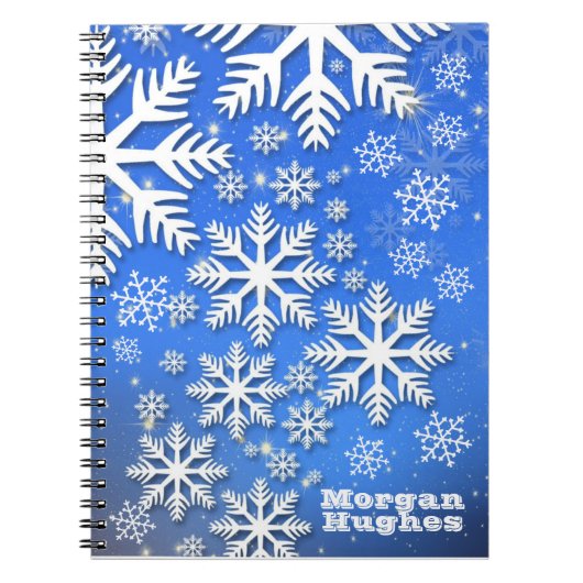 Personalisierte Schneeflocken und Stars Notizblock (Vorderseite)