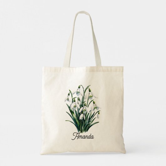 Personalisierte Schneeglöckchen-Blumen-Tasche – Be Tragetasche (Rückseite)