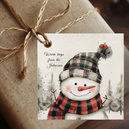 Personalisierte Schneemann-Karo-Weihnachtsgeschenk Geschenkanhänger