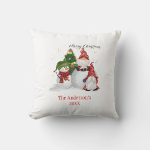 Personalisierte Schneemänner Gnome Weihnachten Kissen