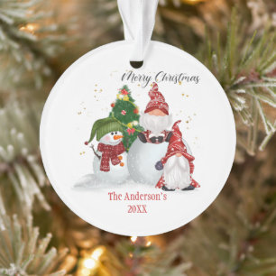 Personalisierte Schneemänner Gnome Weihnachten  Ornament