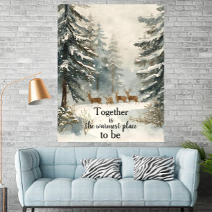 Personalisierte Schneewaldhirschfamilie Aquarell Poster