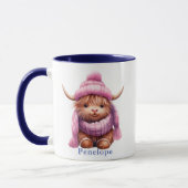 Personalisierte Schneewiedergabe Höhere Kuh Rosa/B Tasse (Links)