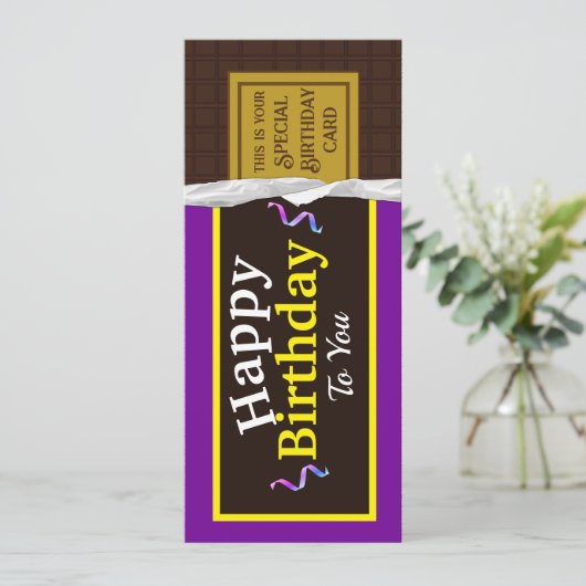 Personalisierte Schokolade Bar Geburtstagskarte Karte (Stehend Vorderseite)
