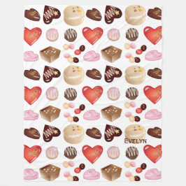 Personalisierte Schokolade Candy Heart Muster Fleecedecke