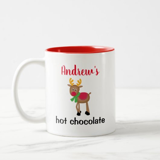 Personalisierte Schokolade Kinder Weihnachten Zweifarbige Tasse (Links)