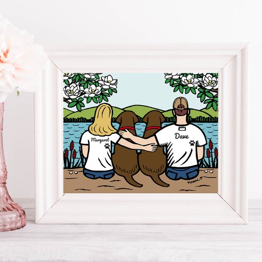 Personalisierte Schokolade-Labrador-Familie Blonde Poster
