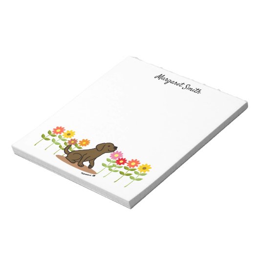 Personalisierte Schokolade Labrador Grün und Blume Notizblock (Rotiert)