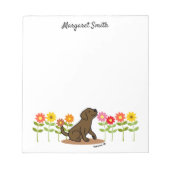 Personalisierte Schokolade Labrador Grün und Blume Notizblock (Vorderseite)