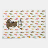 Personalisierte Schokolade Labrador Leckende Eiscr Geschirrtuch (Horizontal)