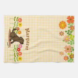 Personalisierte Schokolade Labrador und viele Blum Geschirrtuch