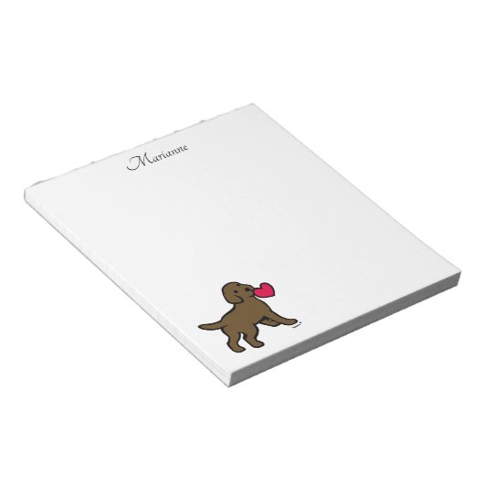 Personalisierte Schokolade Labrador Welpe und Herz Notizblock (angewinkelt)