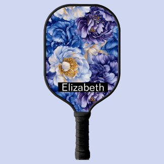 Personalisierte Schöne Blaue Pfingstrose Pickleball Schläger