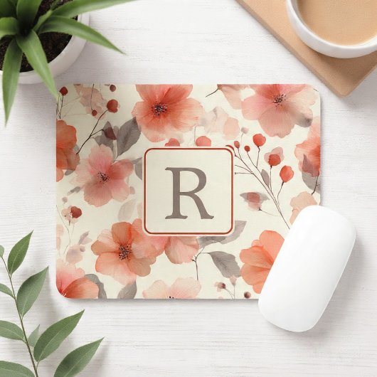 Personalisierte Schöne-Blumen-Monogramm-Vorlage Mousepad