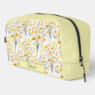 Personalisierte schöne gelbe Frühlingswildblumen Waschbeutel