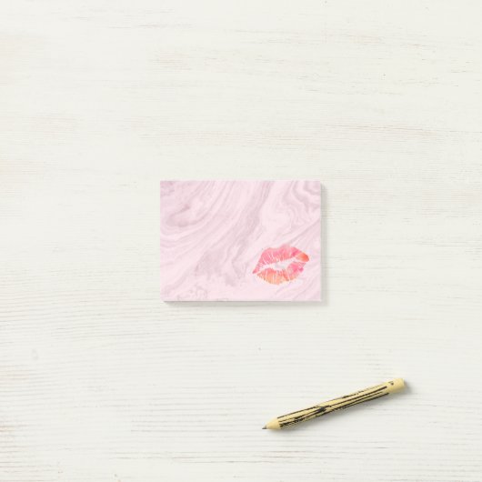 Personalisierte schöne Lippen auf Marmor Post-it Klebezettel (Auf Schreibtisch)