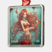 Personalisierte schöne Meerjungfrau Weihnachten Ornament Aus Metall (Links)
