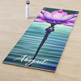 Personalisierte Schöne Moonlit Pink Lotus Blume Yogamatte