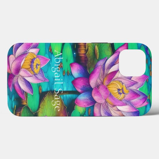 Personalisierte Schöne Rosa Lotus Blume Szene Case-Mate iPhone Hülle (Rückseite (Horizontal))