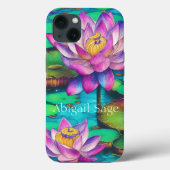 Personalisierte Schöne Rosa Lotus Blume Szene Case-Mate iPhone Hülle (Rückseite)