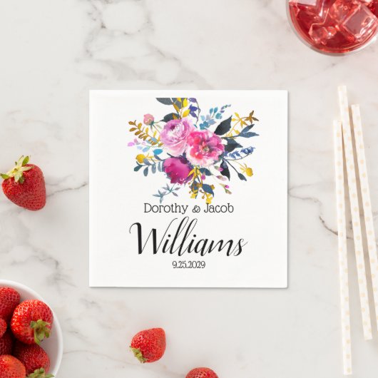 Personalisierte schöne Rose Floral Boho Wedding Serviette (Beispiel)