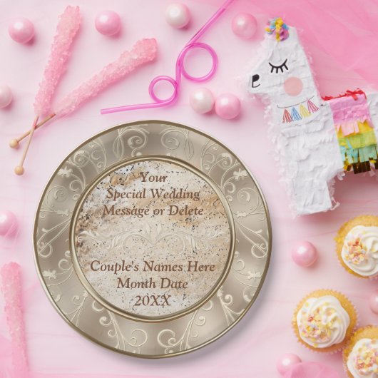 Personalisierte schöne rustikale Hochzeitspapier-T Pappteller (Party)