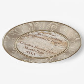 Personalisierte schöne rustikale Hochzeitspapier-T Pappteller (Schrägansicht)